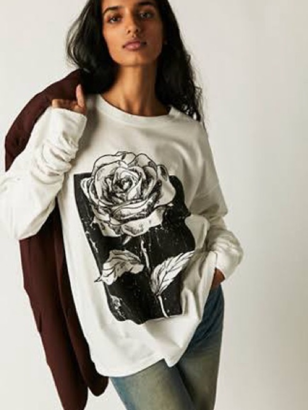 Girl Dangerous for Free People - Rose Stem Long Sleeve (Vintage White)